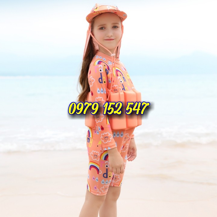 Bộ bơi liền phao Lemandii dài tay màu cam