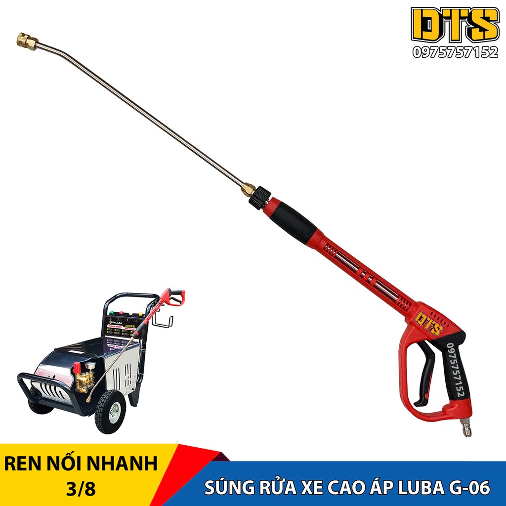 Súng rửa xe cao áp Luba G-06 cho máy xịt rửa, rửa xe công nghiệp, áp lực 5000PSI, ống Inox cao cấp Dài 110cm