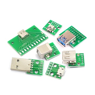 Set 5 Đầu Nối Chuyển Đổi USB Sang DIP 2.54 Type-C USB2.0 3.0 Female PCB