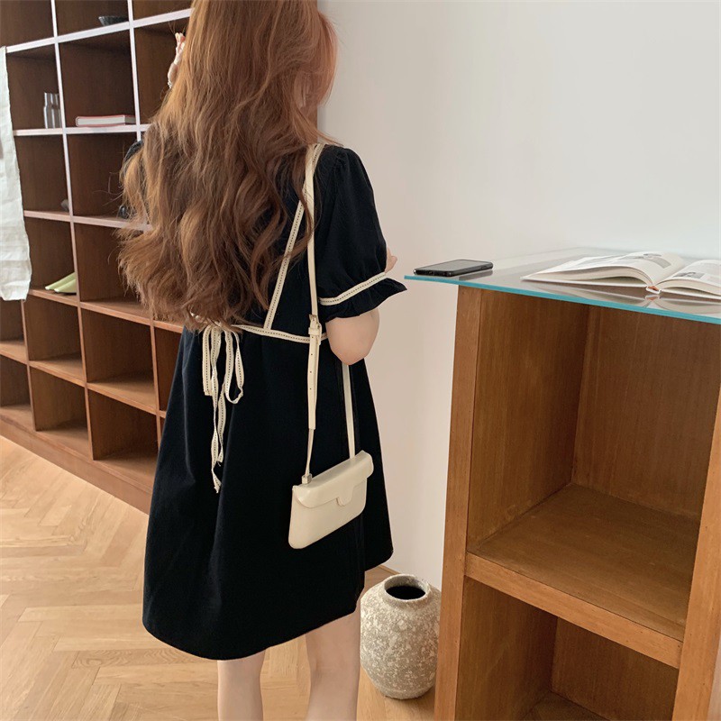 Xiaozhainv Đầm chữ A tay phồng form rộng phong cách Hàn Quốc thời trang cho nữ | BigBuy360 - bigbuy360.vn
