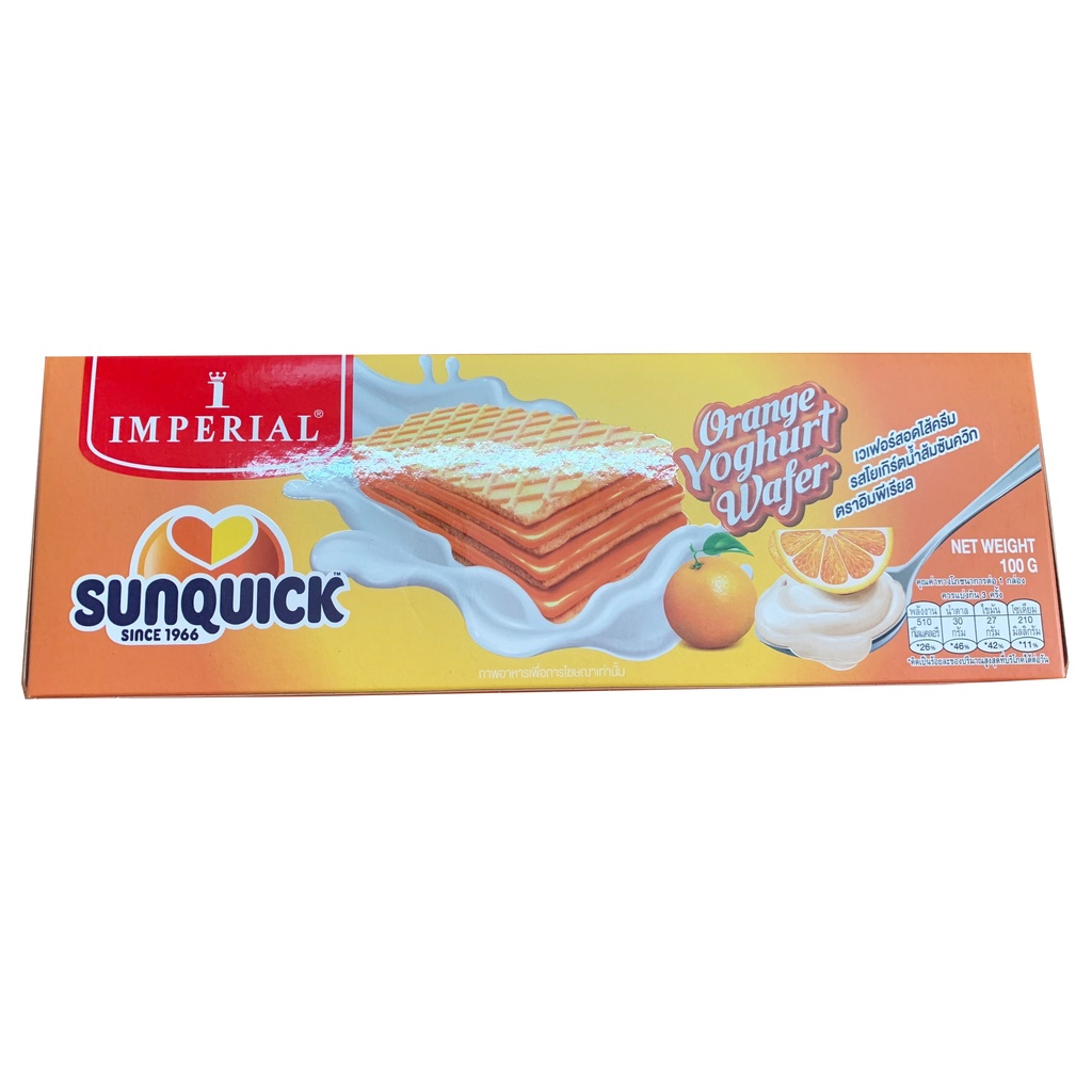 Bánh Xốp Kem Imperial Thái Lan Hương Cam Sunquick Yoghurt Wafers (Hộp 100g)