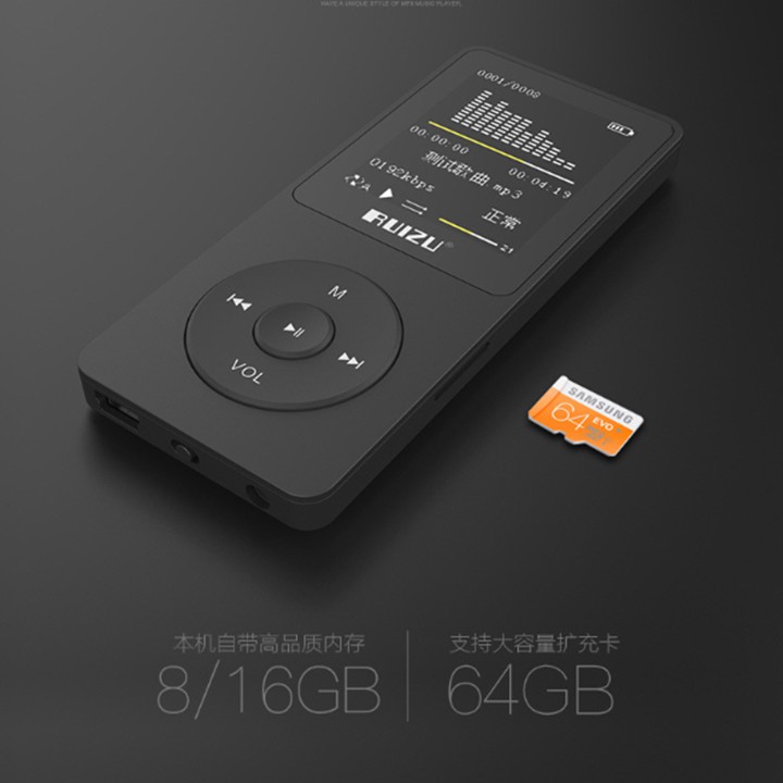 Máy nghe nhạc chất lượng cao Ruizu X02,hàng chuẩn giá đẹp (4GB tặng tai nghe hifi )