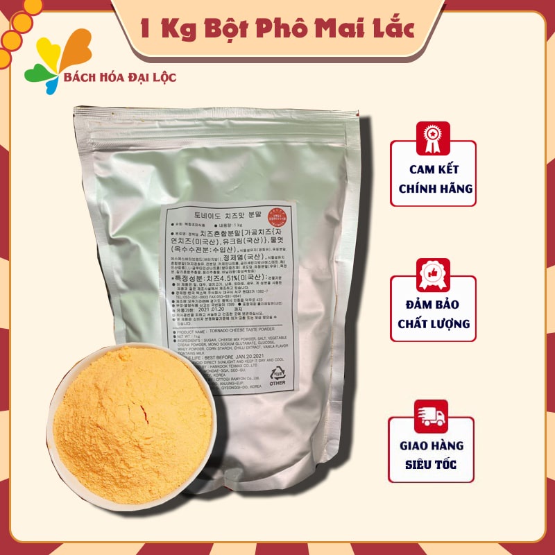 (1 Kg ) BỘT PHÔ MAI HÀN QUỐC - Rắc lên khoai tây chiên, gà chiên, phô mai que, nui xào bò, pizza, mì ý, topokki