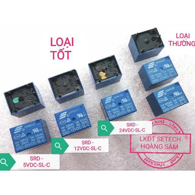 Relay Rơle Rơ le 5 chân 5V/12V/24V: SRD-05VDC-SL-C;SRD-12VDC-SL-C;SRD-24VDC-SL-C