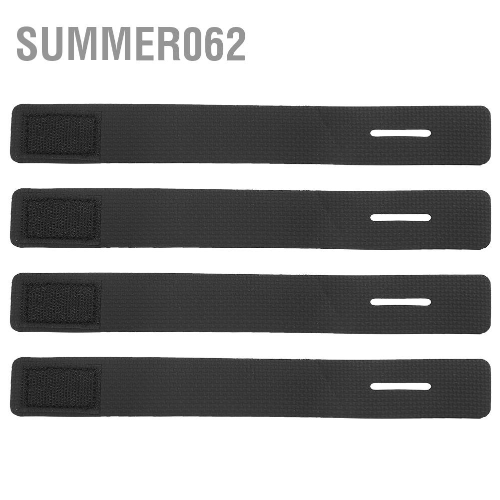 Summer062 4Pcs Outdoor Lure Fishing Rod Pole Non-slip Fixing Band with Hook&amp;amp;loop Black