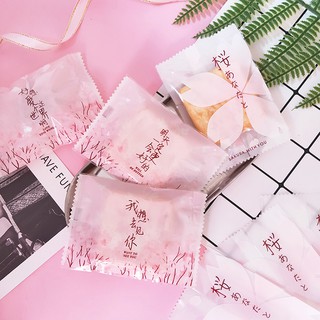 Set 100 túi đựng bánh quy in hình hoa anh đào xinh xắn 2020
