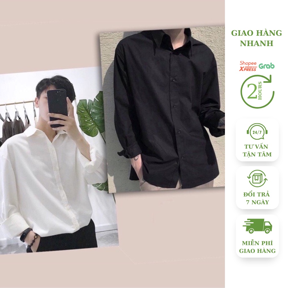 Áo sơ mi nam dài tay Gavin form Unisex Basic TRƠN, Sơ mi nam dài tay cổ bẻ chất vải lụa nến không nhăn không xù Bigsize