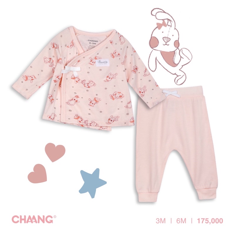 Bộ dài tay cài chéo cho bé vải tăm.