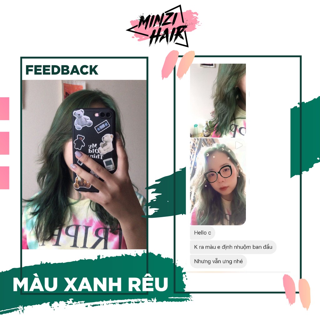 Thuốc nhuộm tóc màu XANH RÊU - 【FEEDBACK THẬT】 | Minzihair HN