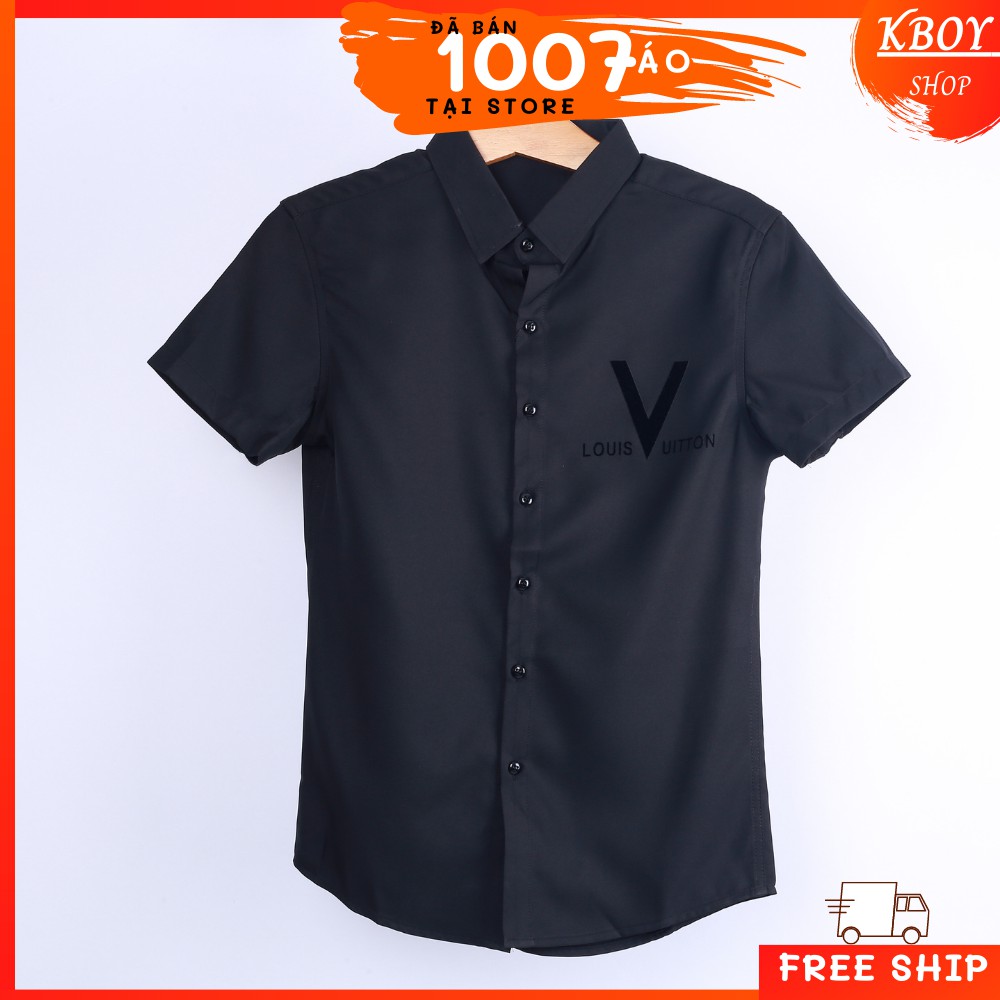 Áo sơ mi tay ngắn Họa tiết nổi bật trước ngực-Hàng quãng châu, Bigsize ,mềm mịn,Co giãn tốt, trẻ trung - F103-1 | BigBuy360 - bigbuy360.vn