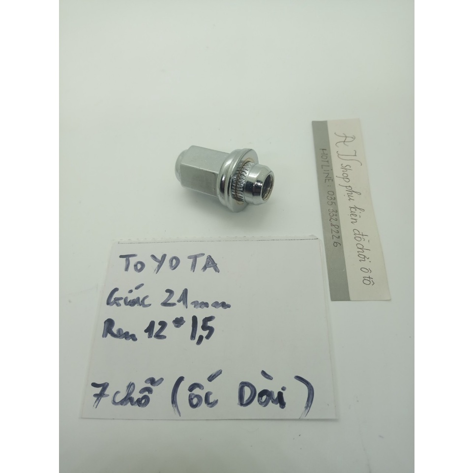 Ốc lốp bánh xe, Ốc tắc kê, Ê cu mâm xe toyota 4 chỗ và 7 chỗ Giác ngoài 21, ren 12 x 1,5