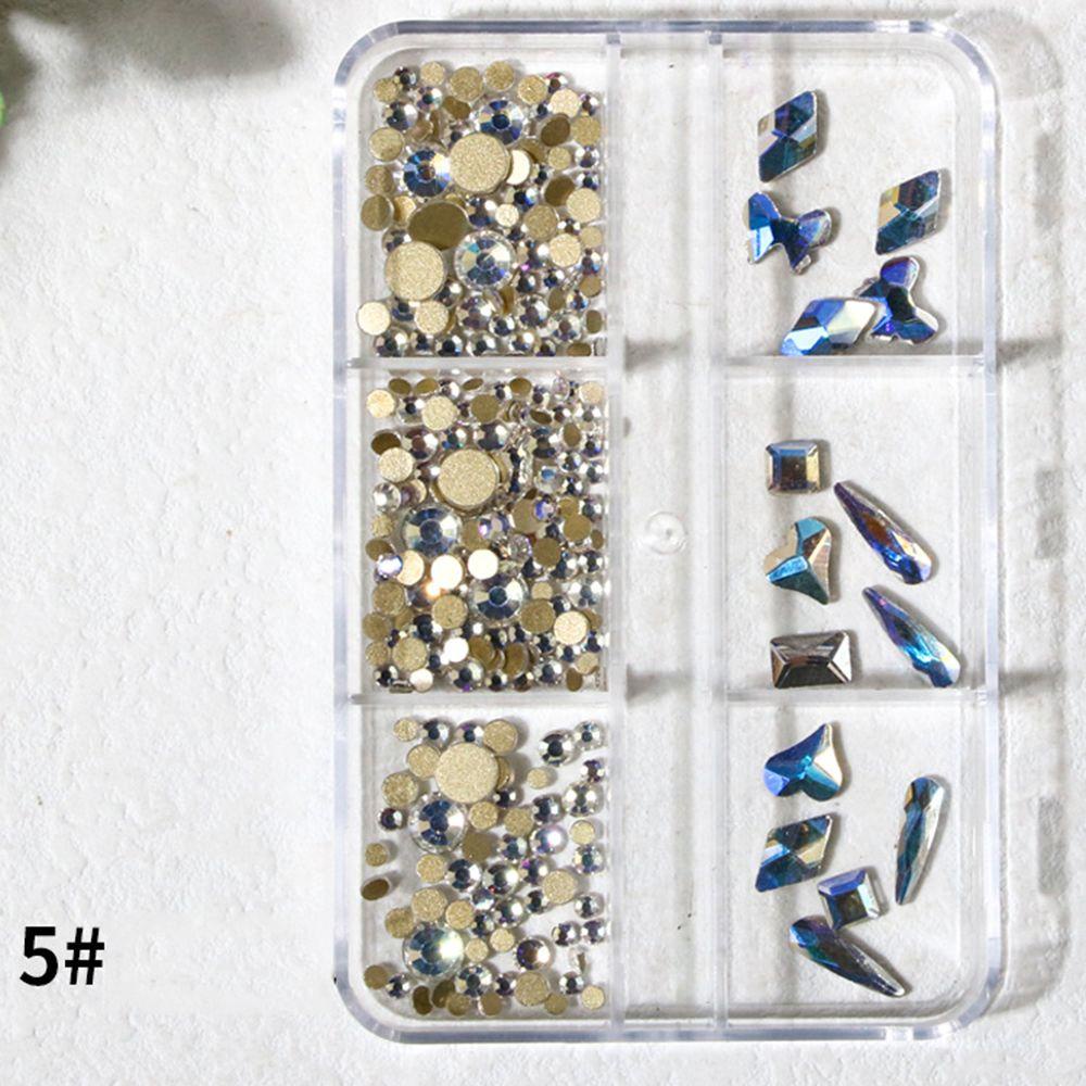 Phụ Kiện Trang Trí Móng Tay Nghệ Thuật Chống Rơi Tiện Dụng|6 Lưới Sáng Bóng AB Tự Làm Lưng Phẳng|Phụ Kiện Trang Trí Hình Dạng Độc Đáo Sáng Tạo