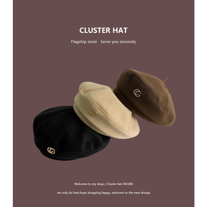 Mũ Beret Màu Sắc Cà Phê Phong Cách Hàn Quốc Thời Trang Cho Nữ