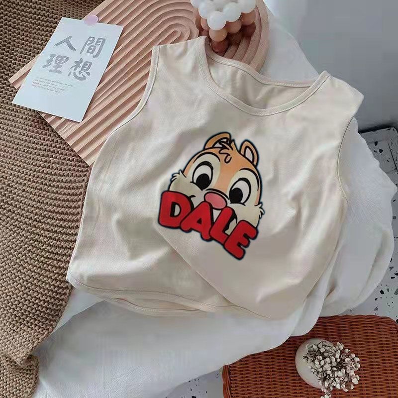 Áo Thun Cotton Không Tay Phong Cách Nhật Hàn Mới Cho Bé Gái