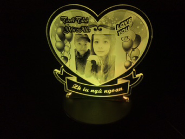 Đèn led 3d hình tim, (7 màu - 16 màu) Quà tặng theo yêu cầu