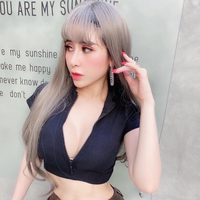 ÁO CROPTOP DÂY KÉO TAY NGẮN THUN BORIP