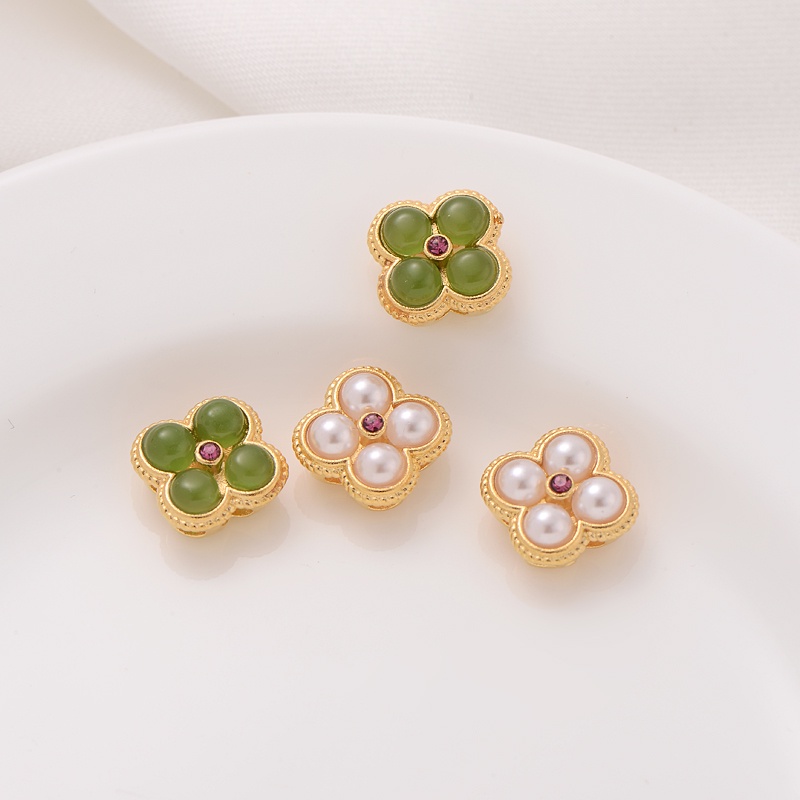 Bộ Hạt Đá Màu Sắc Mạ Vàng Làm Vòng Tay/Dây Chuyền Handmade