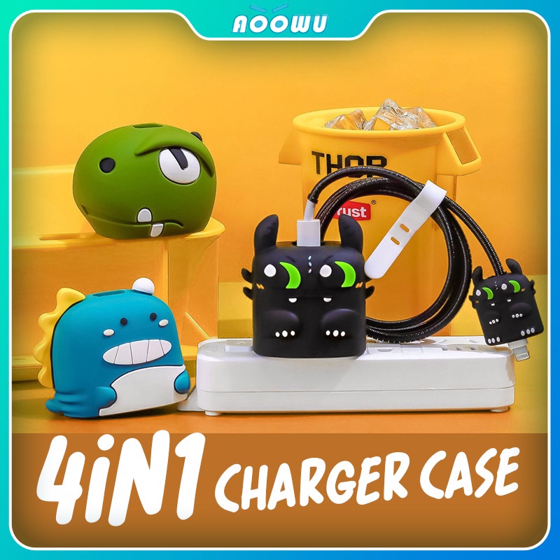 Ốp Bảo Vệ Hộp Sạc Tai Nghe Airpods 4 Trong 1 18W 20W Bằng Silicon Họa Tiết Hoạt Hình Dễ Thương