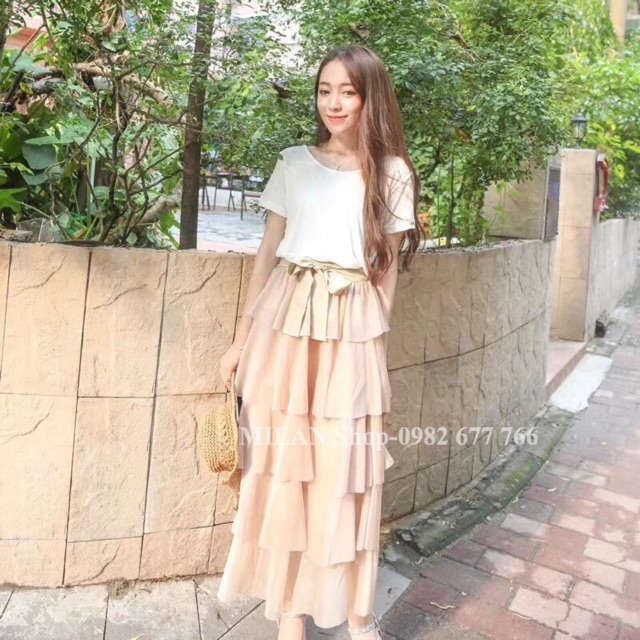 Chân váy dài nhiều tầng nhũ mềm Quảng Châu hot hit | BigBuy360 - bigbuy360.vn