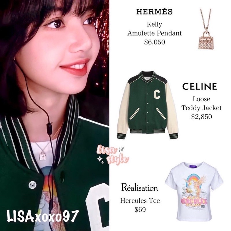 Áo khoác bomber varsity C e l i n e giống Lisa BLACKPINK, Jimin BTS, Taeyong NCT, Âu Dương Na Na