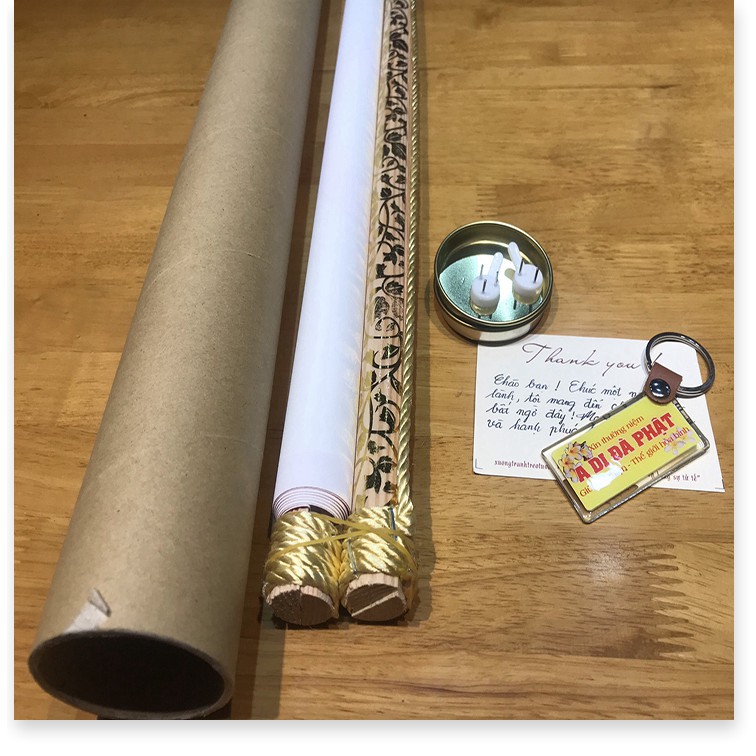 Tranh Liễn Phật Giáo - Quan Thế Âm Bồ Tát, Vải canvas cao cấp nẹp sáo gỗ tự nhiên tặng vòng tay phật giáo | BigBuy360 - bigbuy360.vn