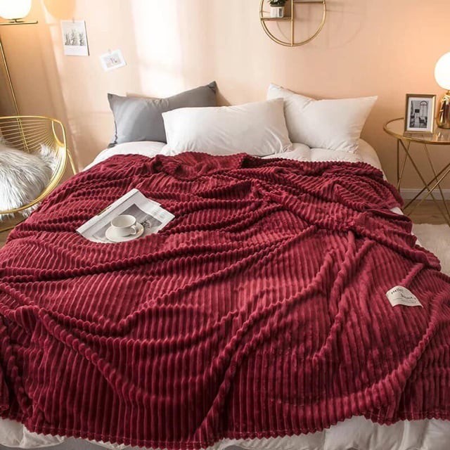 Chăn hè thu tuyết nhung kẻ tăm cao cấp siêu nhẹ mềm mịn