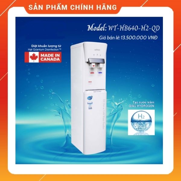 Máy lọc nước uống Watek: WT-HP640-H2-QD - Công nghệ duyệt khuẩn lượng tử kết hợp nước uống nóng lạnh - Tiện lợi