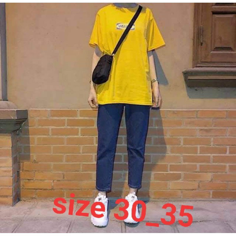 BAGGY JEAN XANH ĐẬM TRƠN /RÁCH BIGSIZE LƯNG CAO