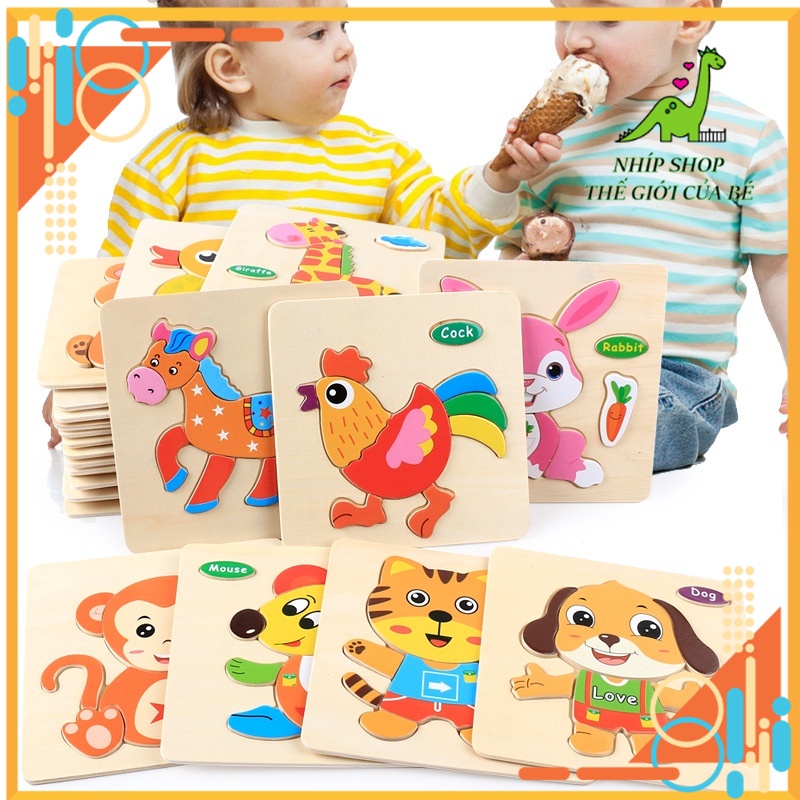 Ghép hình gỗ nổi 3D an toàn cho bé , tranh gỗ nổi ghép hình nhiều chủ