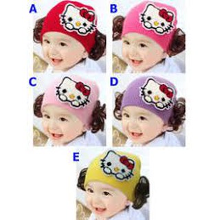 Mũ len tóc giả đáng yêu cho bé