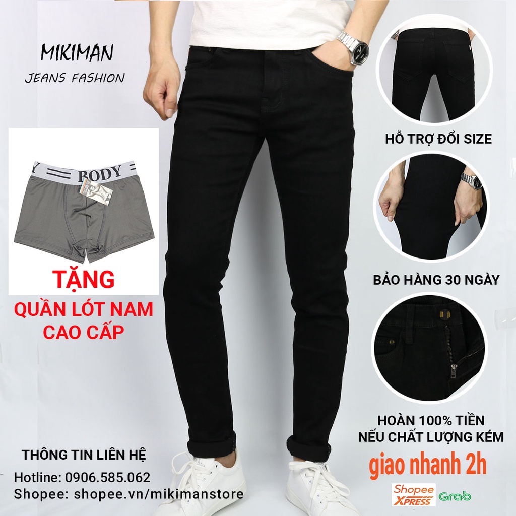 Quần Jean Nam Đen Trơn Cao Cấp Không Ra Màu Chất Bò Dày Co Giãn Tốt Dáng SlimFIt _DJ10001