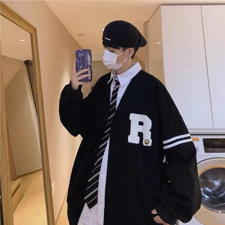 sweater thời trang bông cardigan áo len phong cách Hàn Quốc from rộng áo sweater form rộng bông áo dài tay áo sweater form rộng áo cardigan