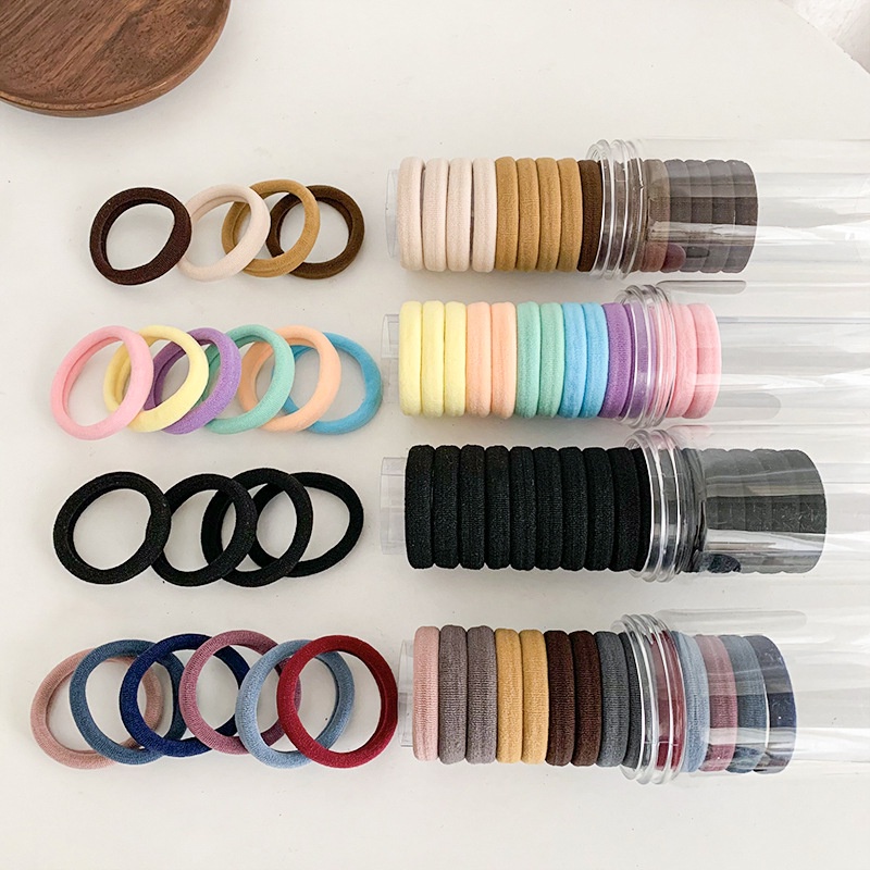 Dây Buộc Tóc Đuôi Ngựa Cao Su Bọc Da Phong Cách Hàn Quốc Kèm Hộp Đựng Dành Cho Bạn Nữ