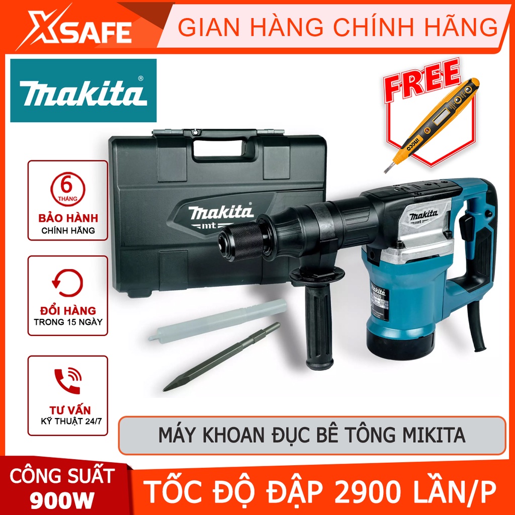 Máy khoan đục bê tông Makita M8600B Máy đục công suất 900W, tốc độ đập 2900l/p, lực đập 7.2J, dây dẫn dài 2.5m - [XSAFE]