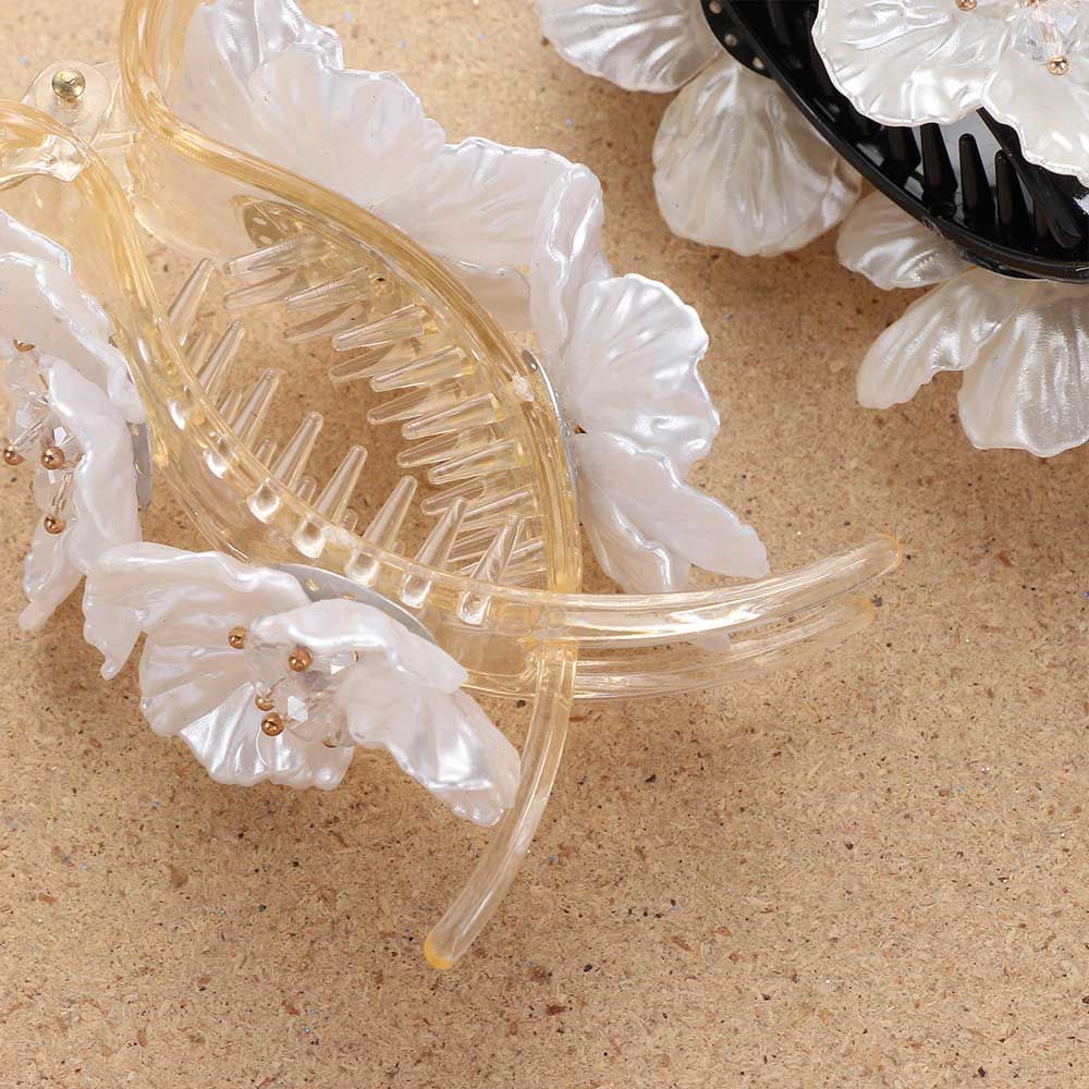 Kẹp tóc hình hoa bằng nhựa màu đen nhiều màu MIHAN1