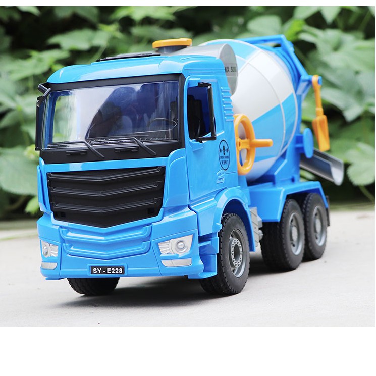 Mô hình xe chở bê tông đồ chơi trẻ em cỡ lớn thùng trộn xoay đổ vật liệu bằng nhựa cao cấp hãng Double E