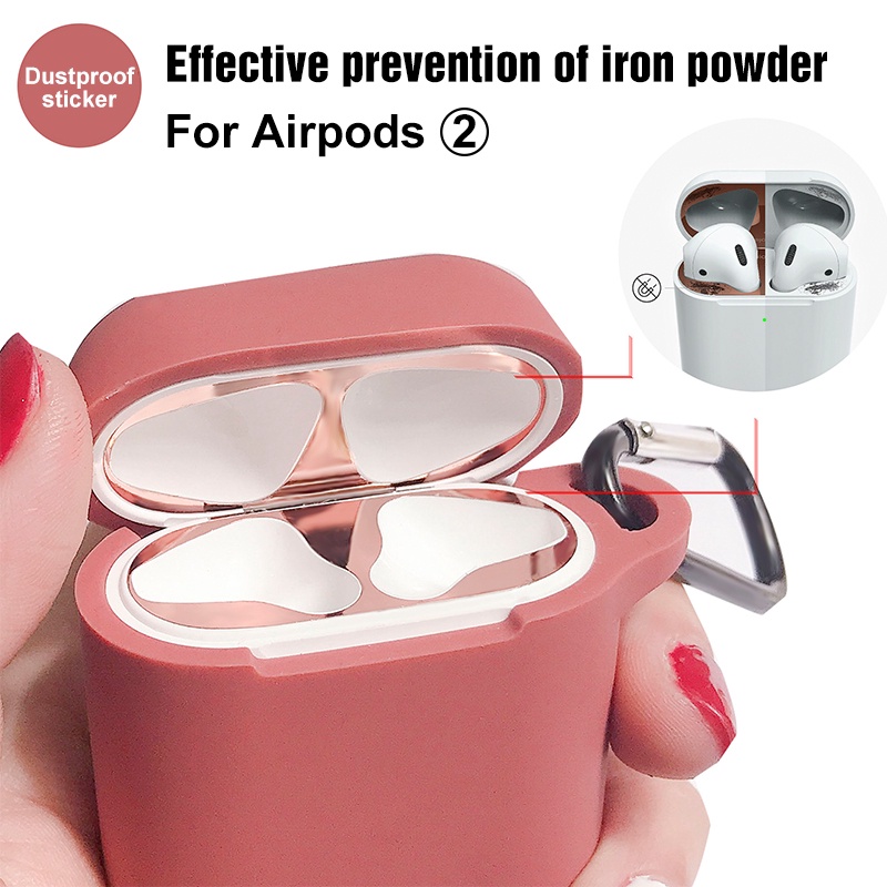 Miếng Dán Kim Loại Chống Bụi Cho Hộp Sạc Tai Nghe Apple AirPods