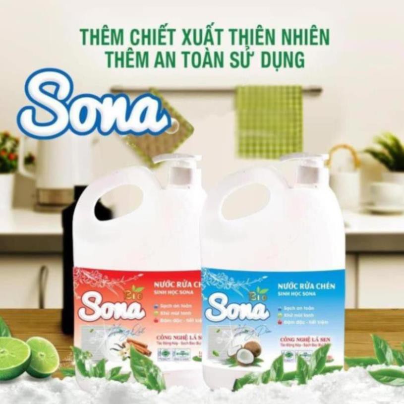 Nước Rửa Chén Hương Quế & Hương Dừa SoNa 1,6kg, Đánh Bay Dầu Mỡ, Thân Thiện Với Môi Trường