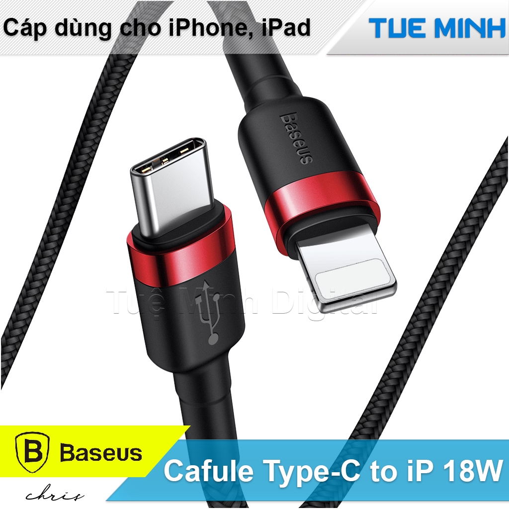 Cáp sạc nhanh 18W dùng cho iPhone, iPhone - Baseus Cafule Data Cable Type-C to iP