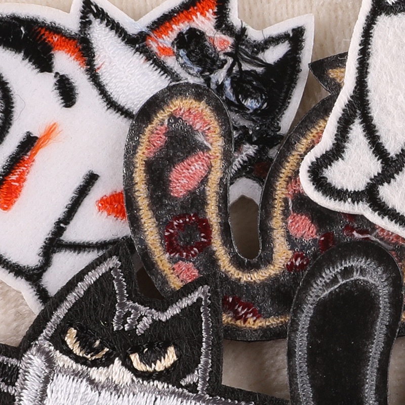 Sticker Ủi Thêu Hình Mèo Hoạt Hình Dễ Thương