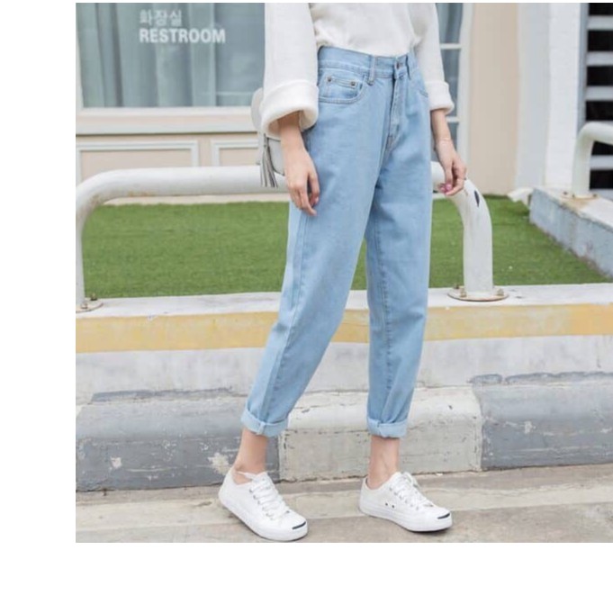 QUẦN JEAN NỮ CHÍN TẤT bg xanh nhạt 00J01