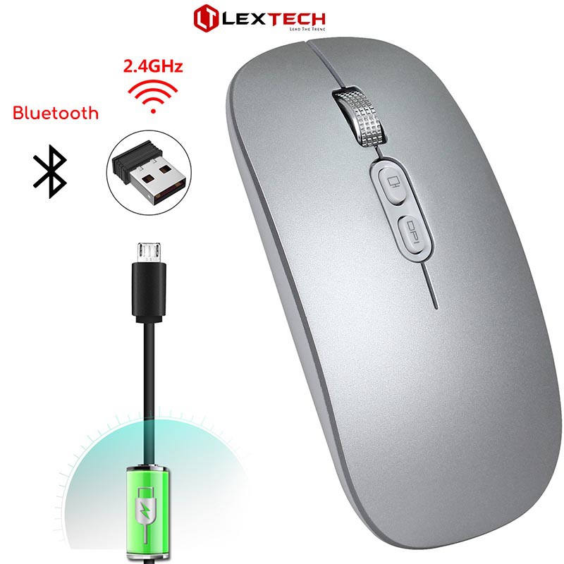 Chuột bluetooth wireless không dây LexTech M103 chống ồn silent PIN sạc 1 tháng, dùng cho điện thoại laptop macbook ipad