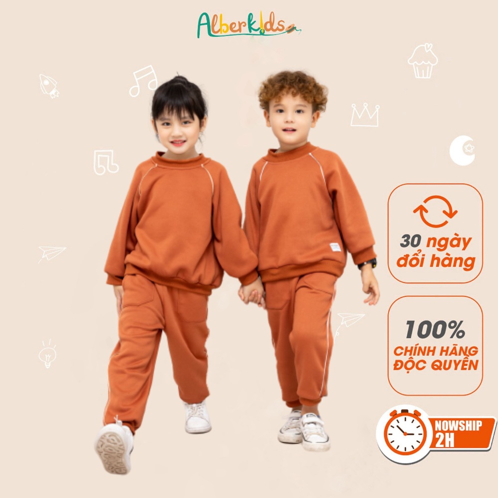 Bộ nỉ cho bé trai, bé gái ALBERKIDS thu đông cho bé 2,3,4,5,6,7,8,9,10,11,12 tuổi[SA09]