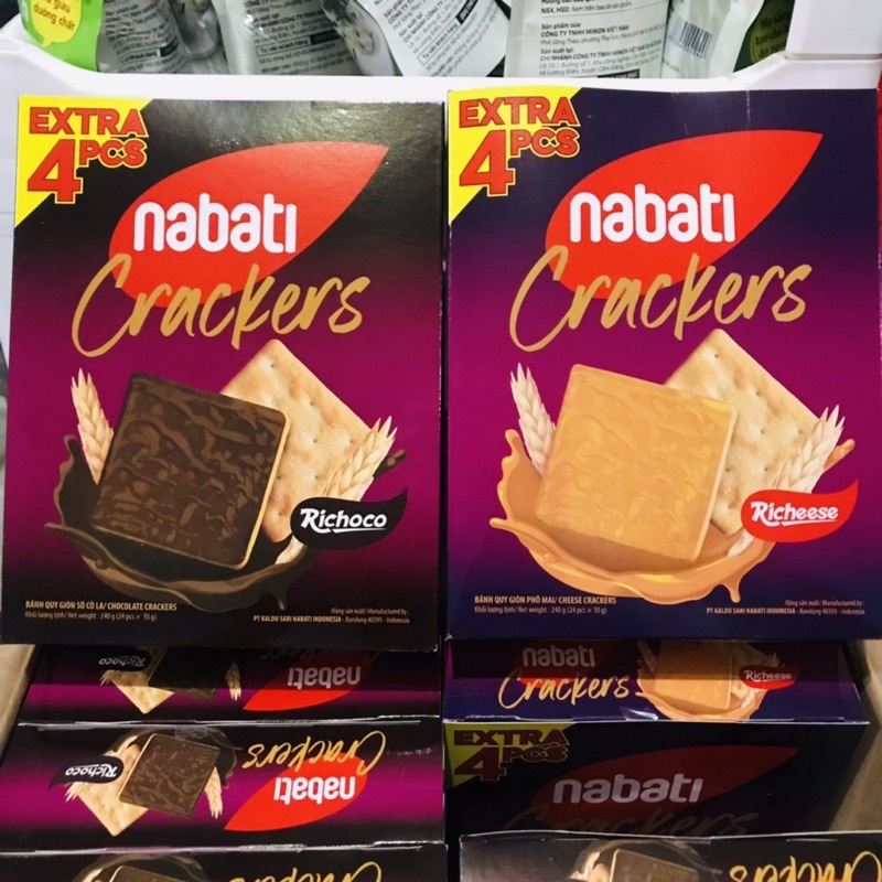 Bánh Nabati quy giòn phô mai Cheese / Socola Crackers 240g( 24cái x 10g)