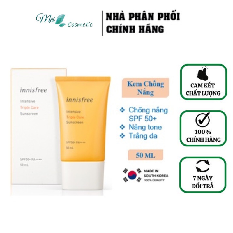Kem chống nắng lâu trôi làm sáng da innisfree Intensive Triple Care Sunscreen SPF50+