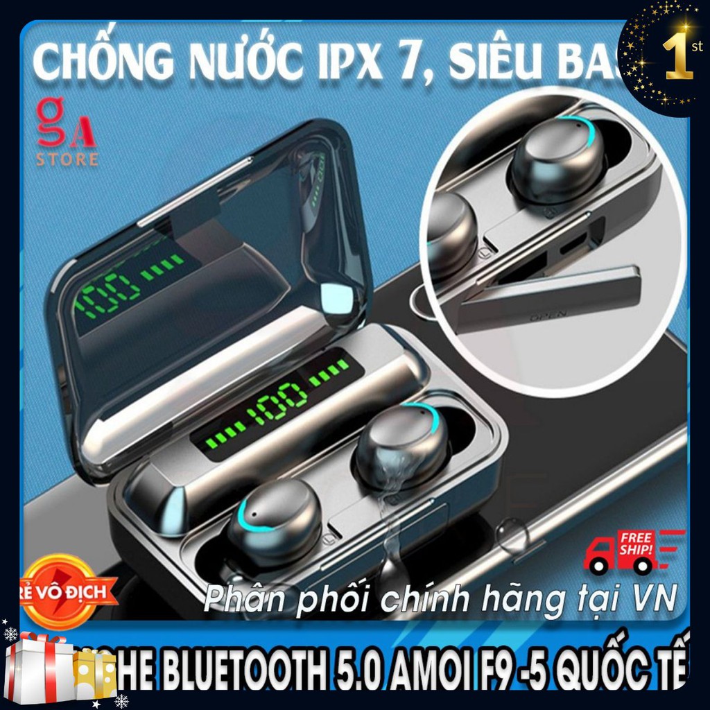 Tai Nghe Bluetooth [KÈM SẠC PHÒNG] F9 PRO TWS Không Dây | Nút cảm Ứng | Hiển Thị % Pin, Dung Lượng 3500Mah Nghe Nhạc 5H