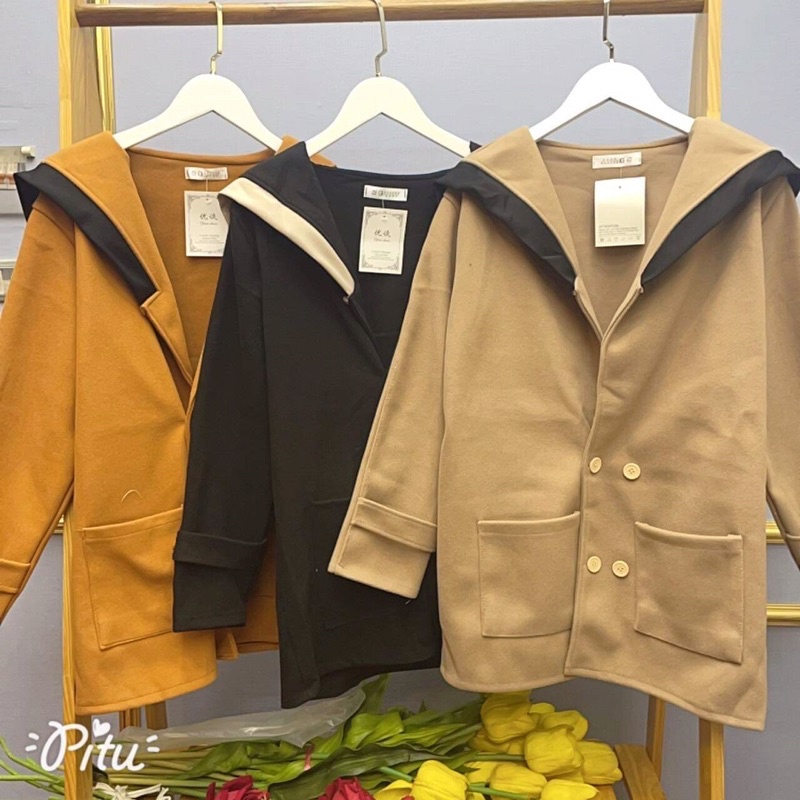 áo khoác dạ thuỷ thủ dài qua Mông hs