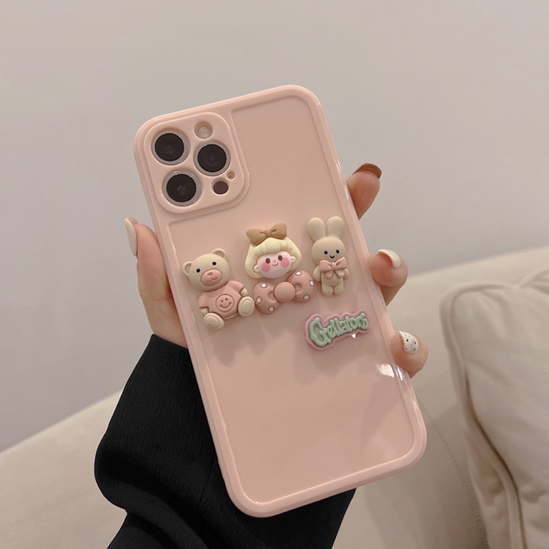 (SIÊU RẺ) Ốp lưng iphone hồng gấu thỏ cô gái nổi 6/6plus/6s/6splus/7/7plus/8/8plus/x/xr/xs/11/12/13/pro/max/plus/promax