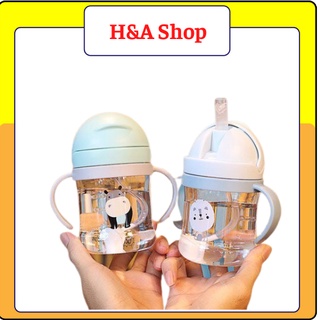 Bình tập uống nước có van chống sặc cao cấp 250ml có ống hút cho bé