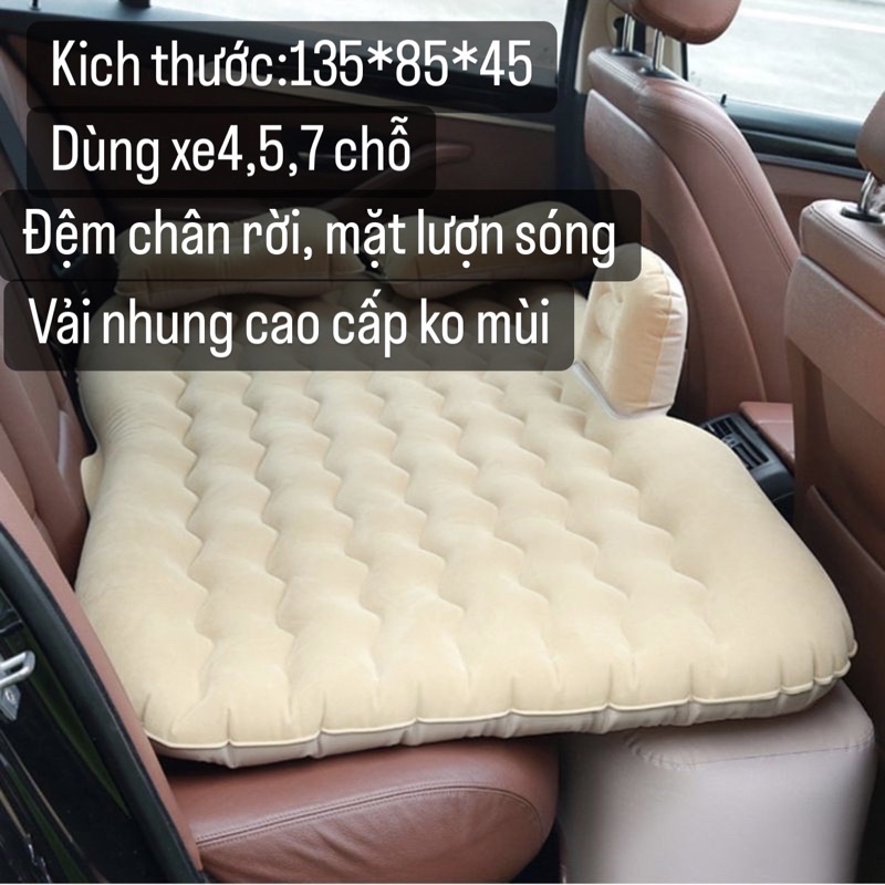 Đệm hơi xe ô tô, nệm hơi ô tô, Đệm phao xe hơi cao cấp, Vải Nhung, Chống nước + Tặng 2 gối, Bơm điện - SEVEN.CAR